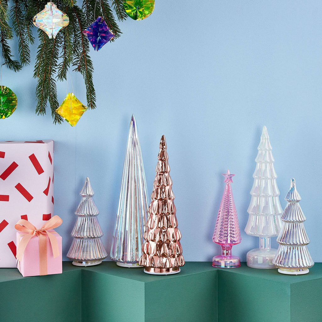 MoMA LED Glass Lighted Tree- Large - Teal Iridescent