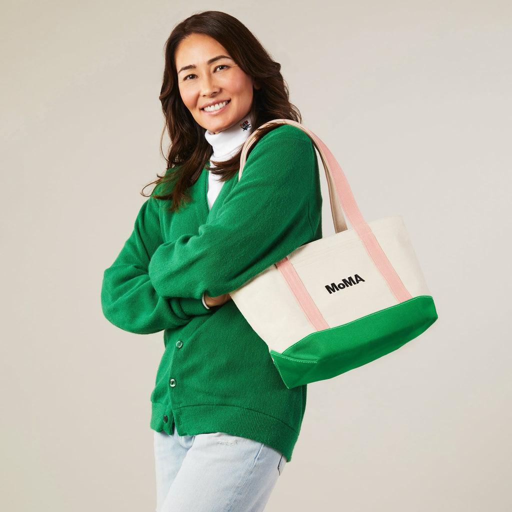 MoMA Baggu Heavyweight Canvas Tote - Pink/ Green