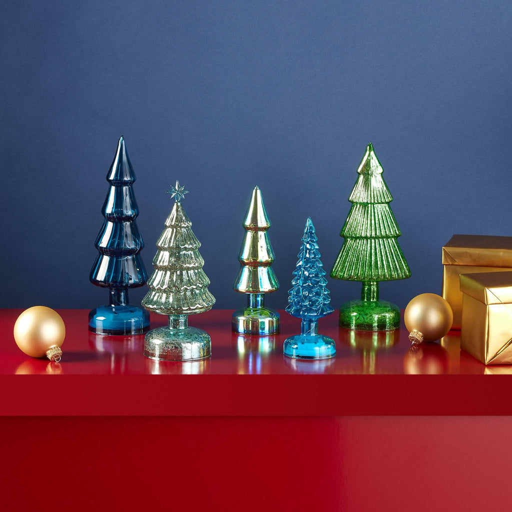MoMA Colorful LED Lighted Trees - Set of 5 - Small - Blue