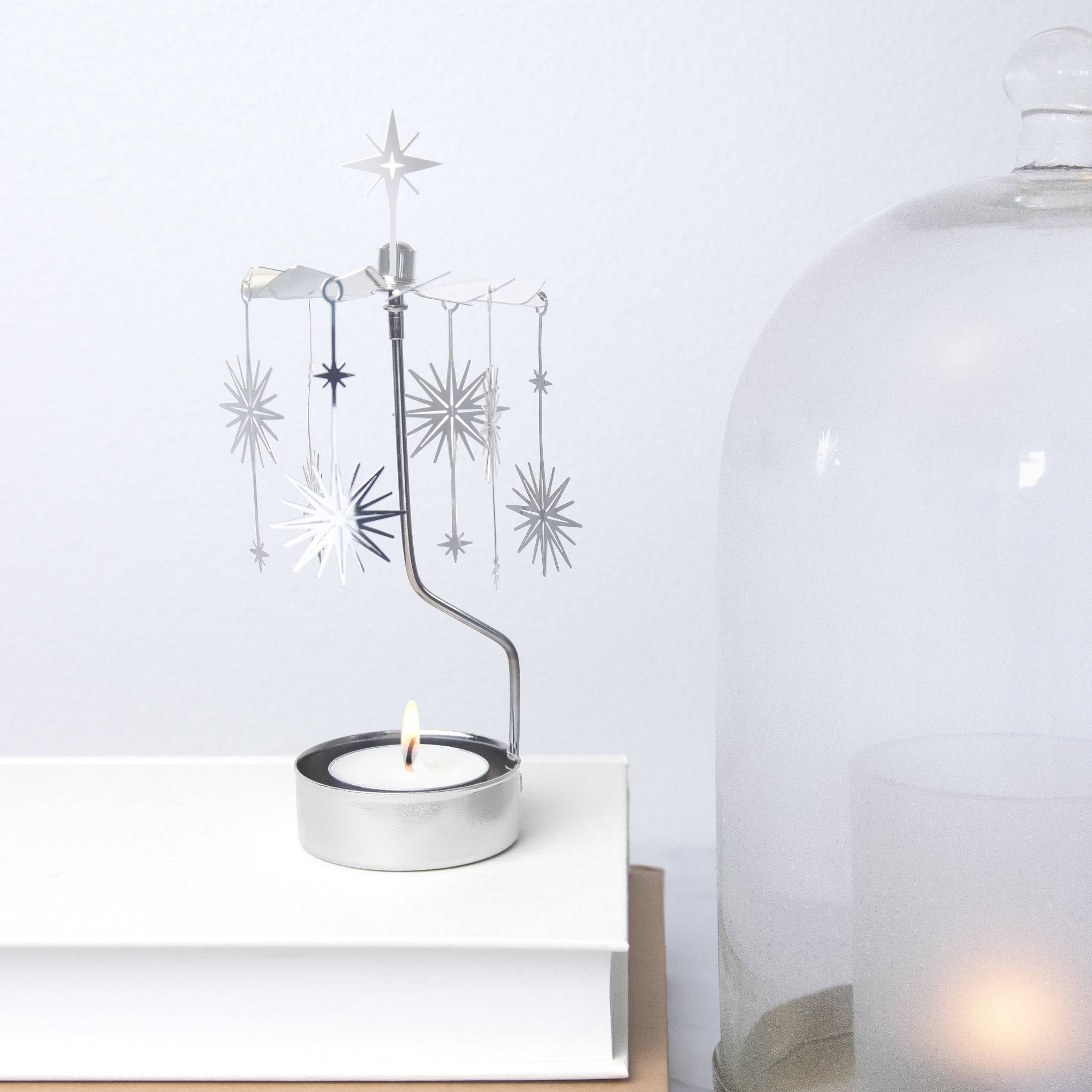 Silver Supernova Rotary Tea Light Candle Holder