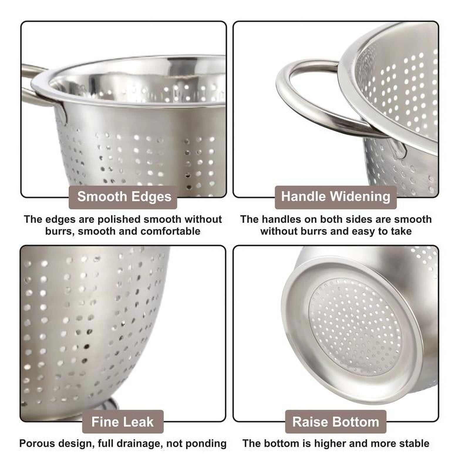 SS Multi-Use Colander for Straining, Draining & Rinsing Pasta, Fruits or Vegetables