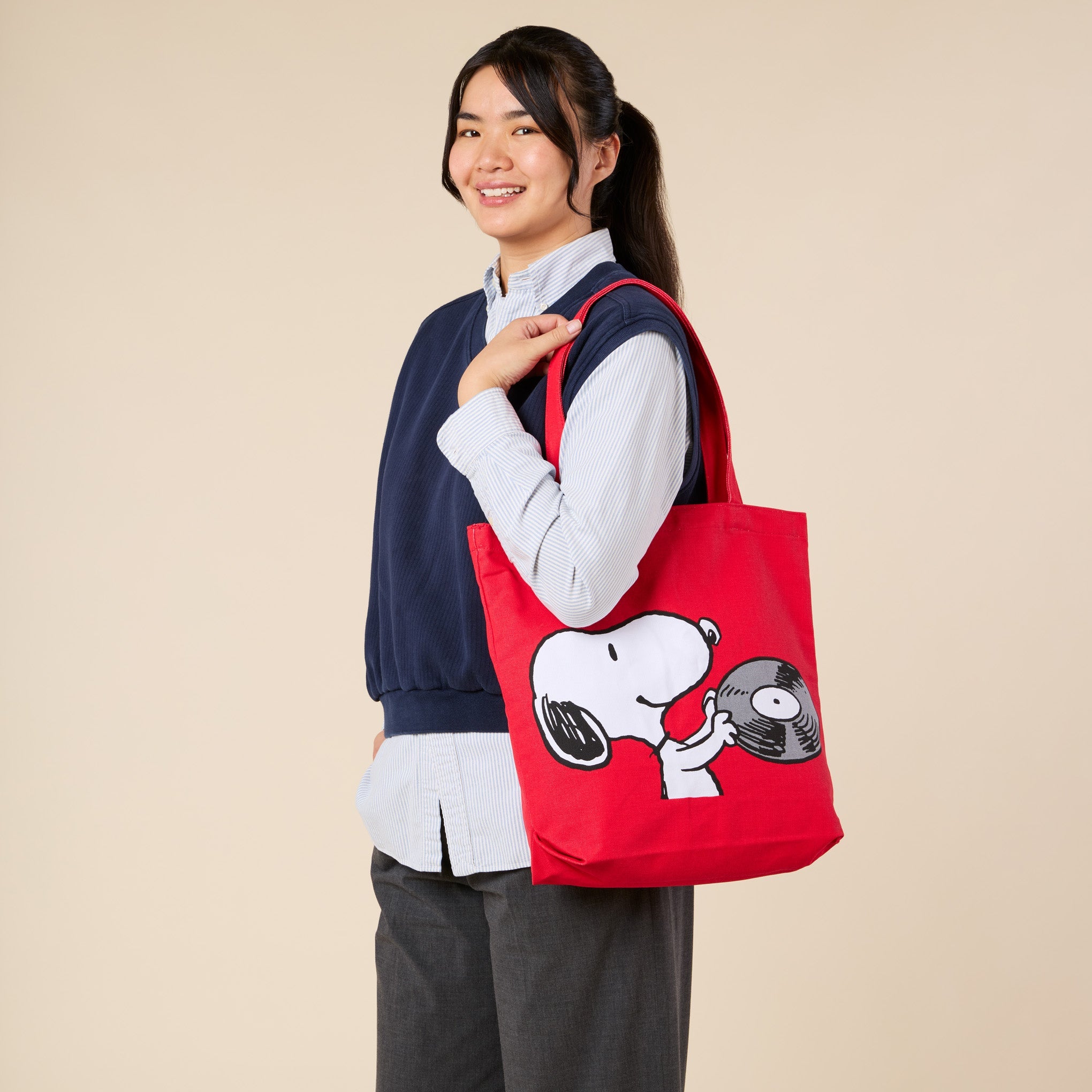 Snoopy Cotton Canvas Tote Bag - Red