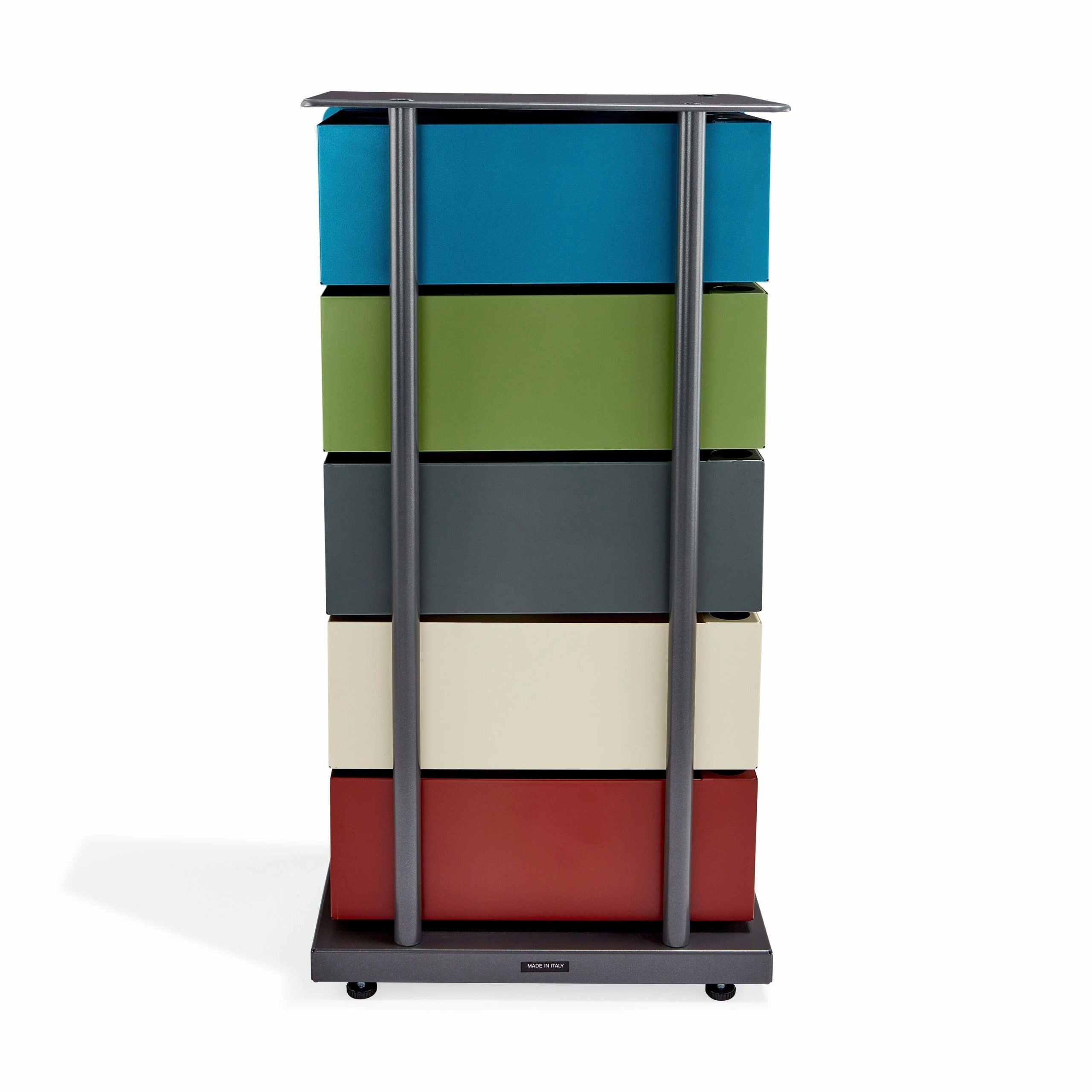 5-Drawer Pivot Cabinet - Blue/ Gray/ Red