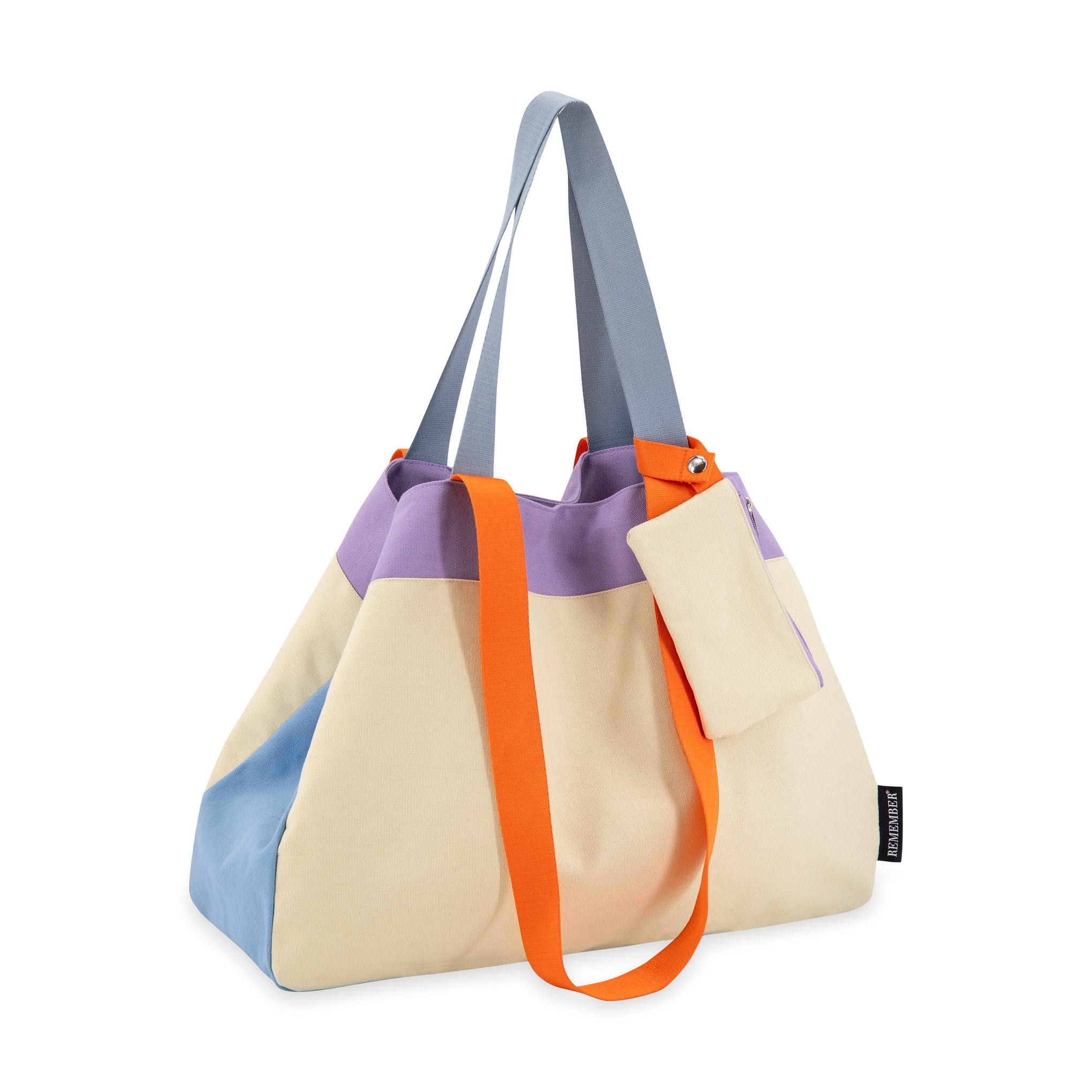 Colorful Oversized Cotton Canvas Tote Bag - Natural