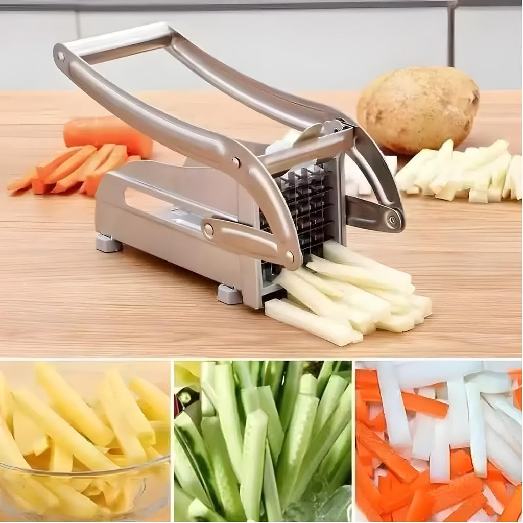2-Blade French Fry Cutter | Stainless Steel Potato & Vegetable Chopper Slicer Dicer
