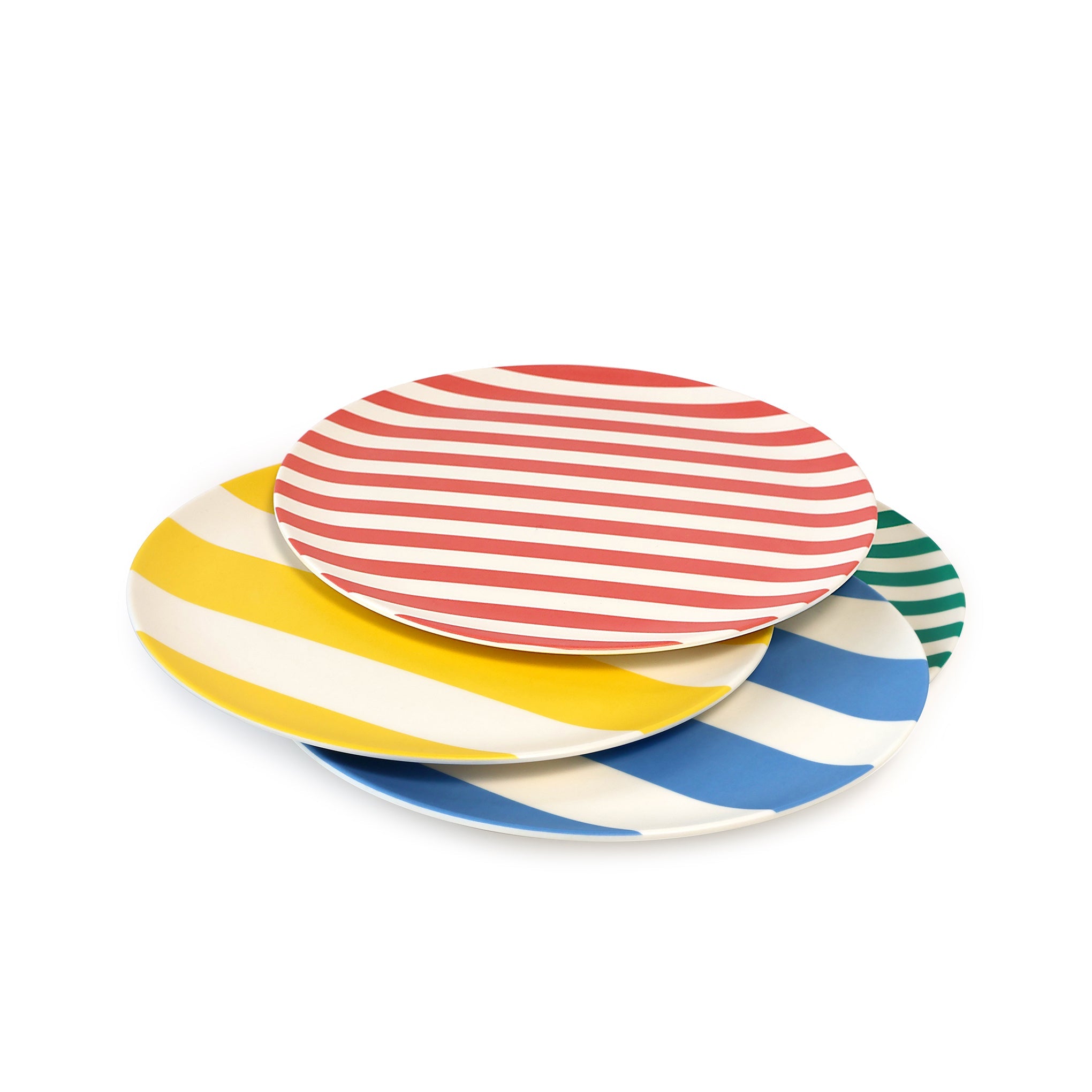 Bamboo Colorful Striped Dinnerware - Set of 4 - Dessert Plate