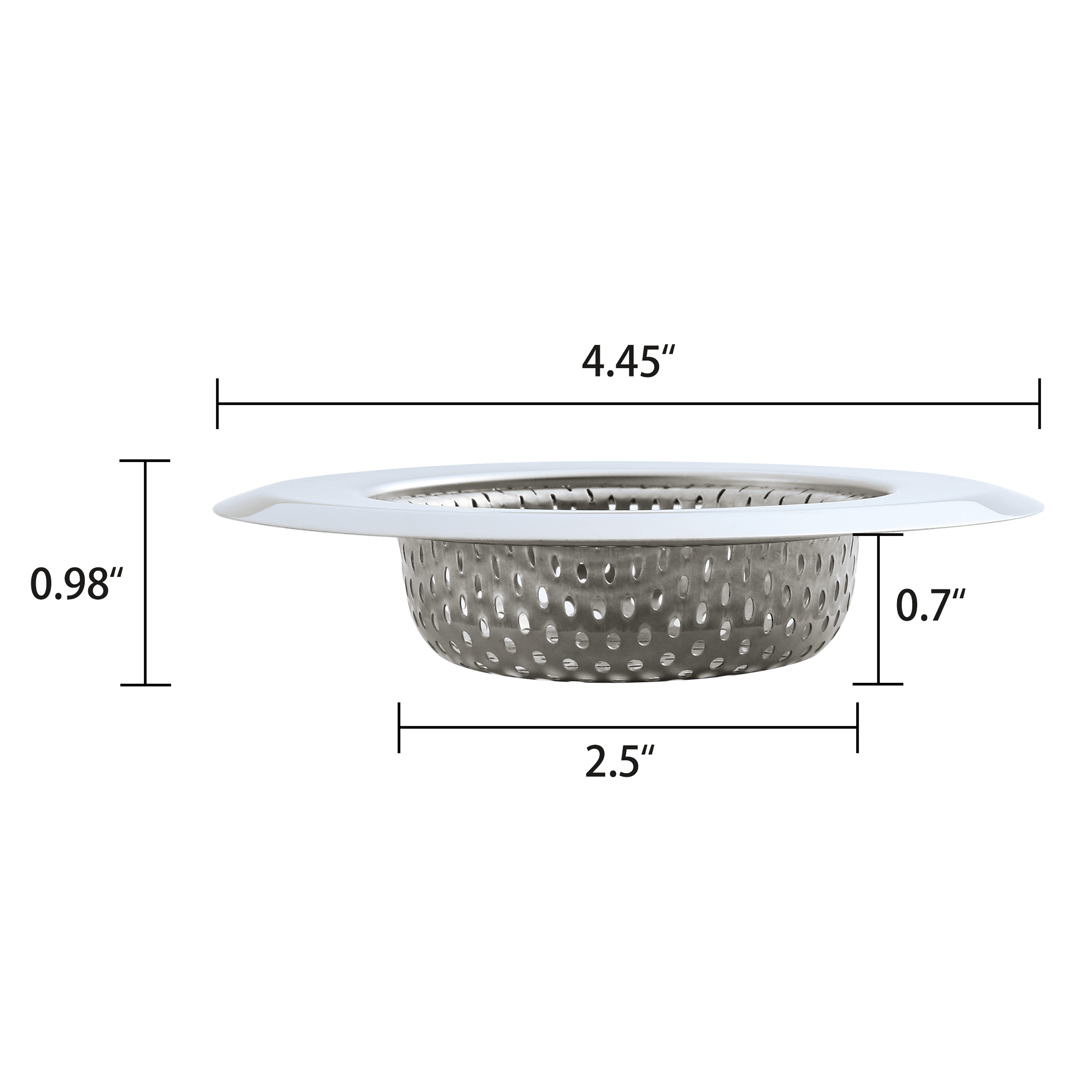 Stainless Steel Kitchen Sink Drain Strainer 4.45" - Durable Food Catcher Chrome