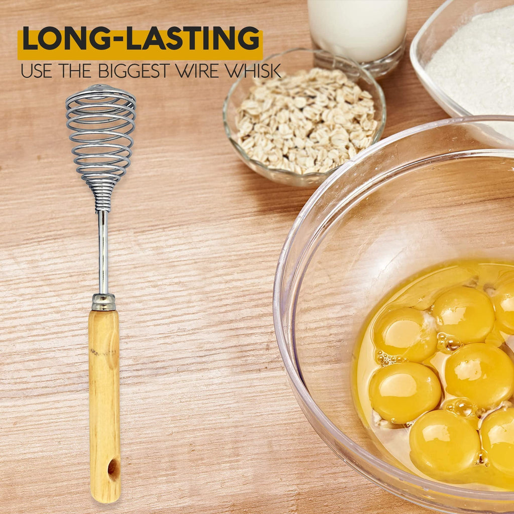 Stainless Steel Wire Whisk 11 Inch with Ergonomic Wood Handle | Egg Whisk, Sauce Whisk & Flat Whisk Combined | Space ...