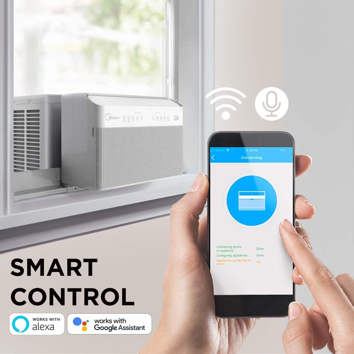 U-Shaped Inverter Window Air Conditioner 12,000BTU with Open Window Flexibility, Robust Installation,Extreme Quiet, 35% Energy Saving, Smart Control, Alexa, Remote, Bracket Included (Renewed)