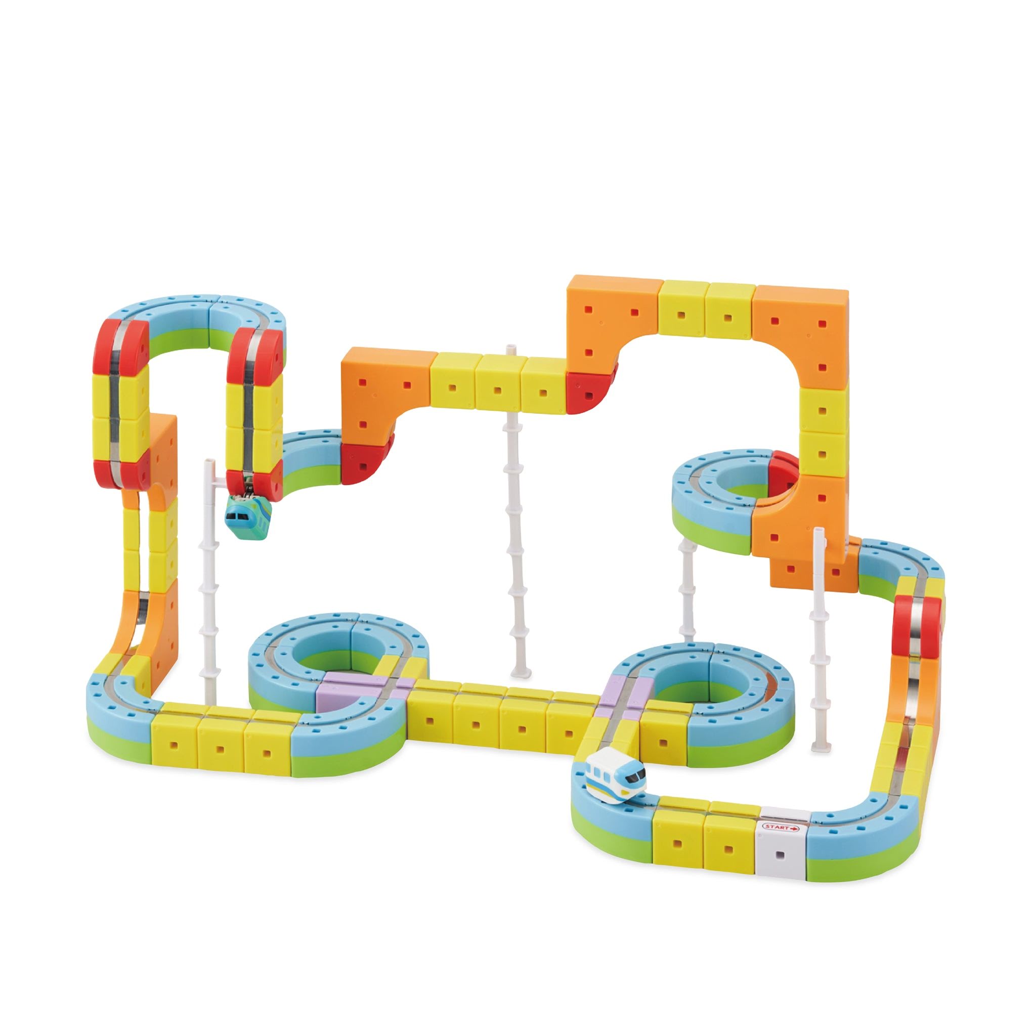 Magnetic Train Rail Cube Block Toy Set - Deluxe 66 pcs