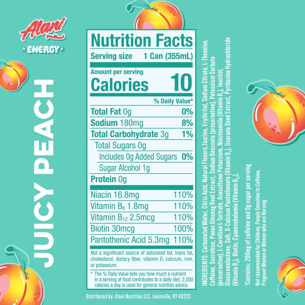 Juicy Peach Energy Drink Can, 12 fl oz (Package May Vary)