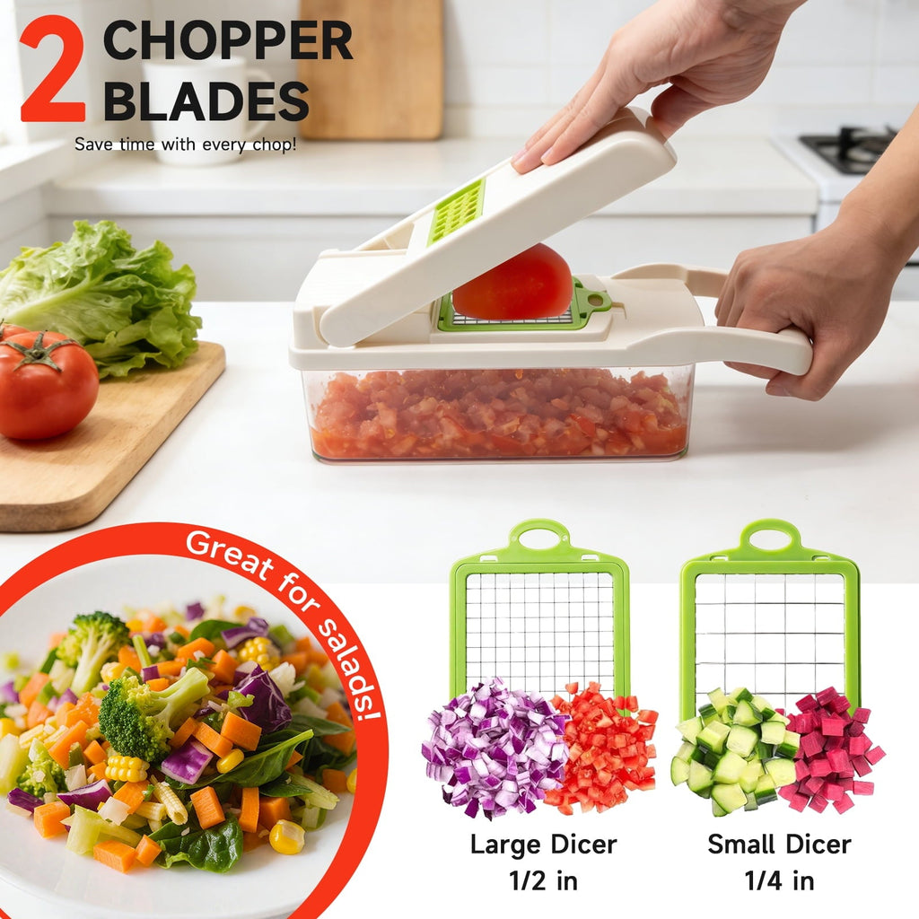 Vegetable Chopper Food Slicer, 14 in 1 Food Chopper for Onion, Veggie, Cheese Grater, Vegetables Cutter With L...