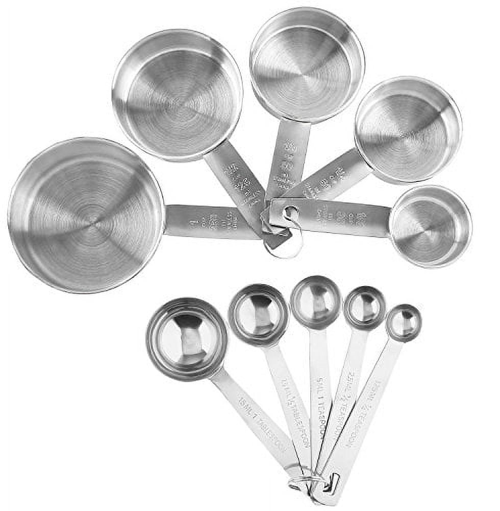 Stainless Measuring Cups And Measuring Spoons 10-Piece Set, 5 Cups And 5 Spoons