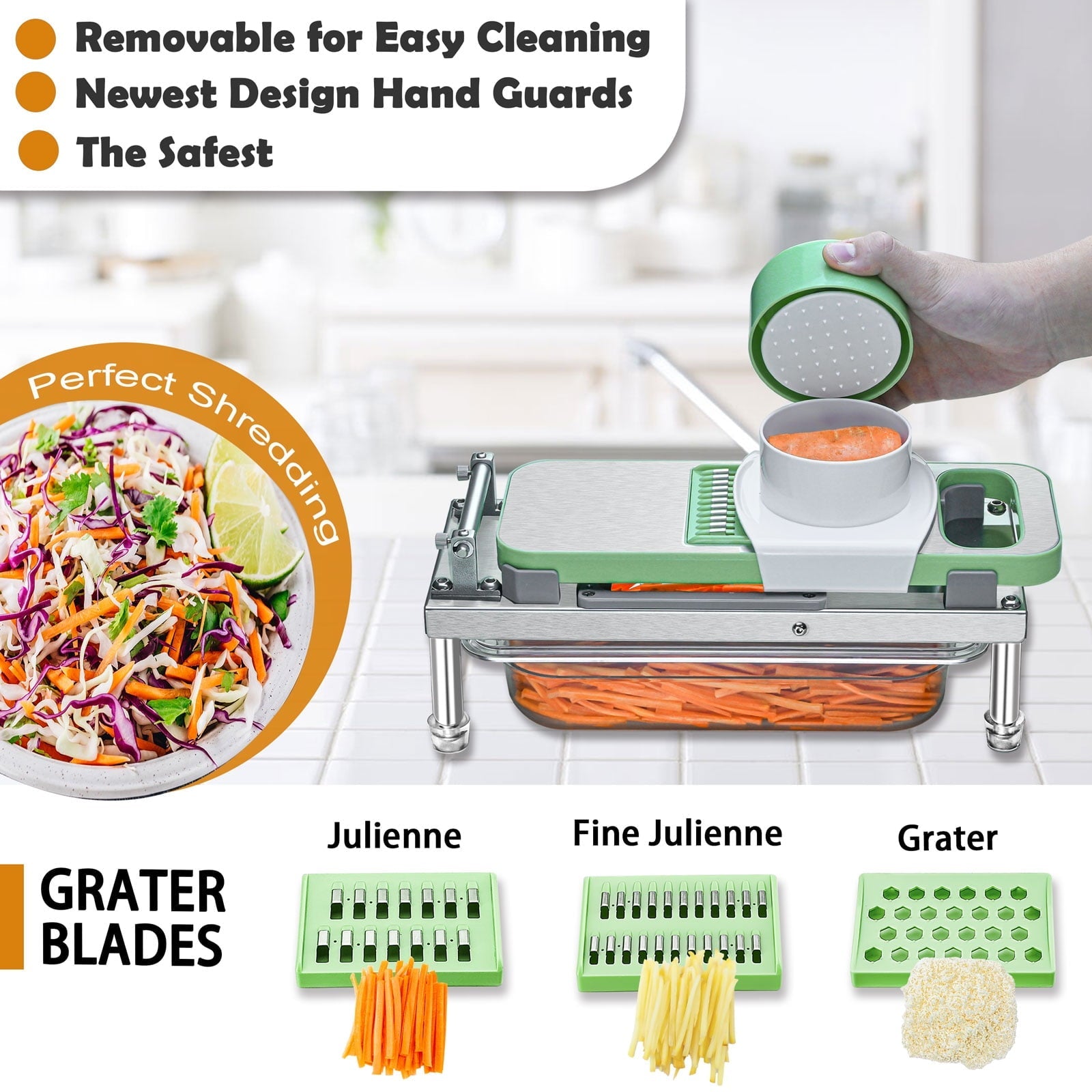 Stainless Steel Vegetable Chopper, Veggie Chopper With 8 Blades, Onion Dicer with Container, Food Cutter & M...