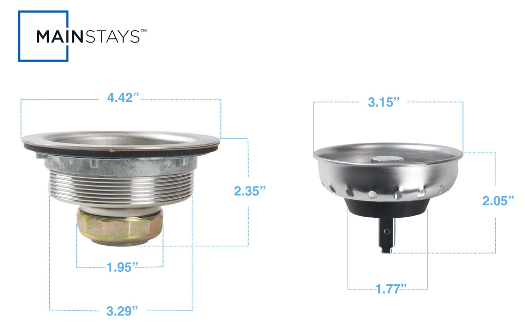 Stainless Steel Sink Basket and Strainer Assembly Silver