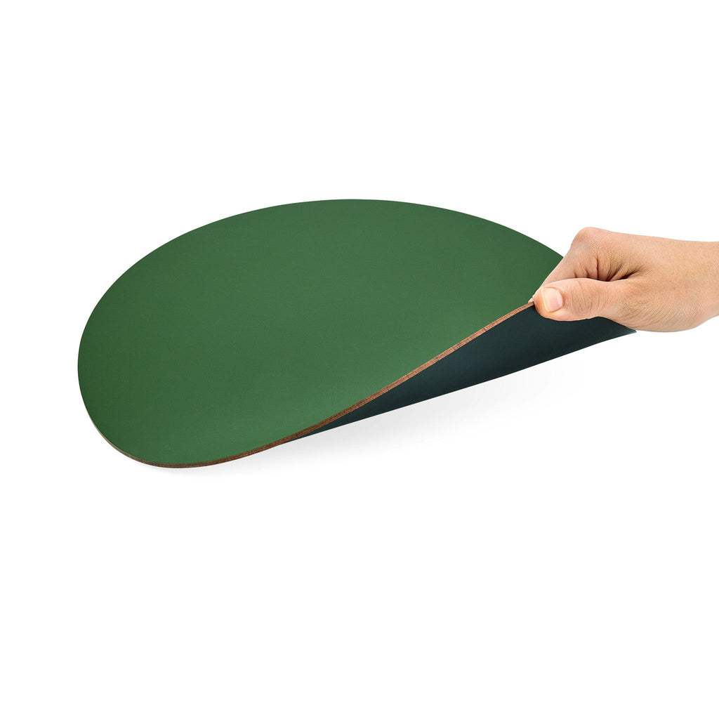 Dual-Sided Recycled Leather Placemat - Green/ Black