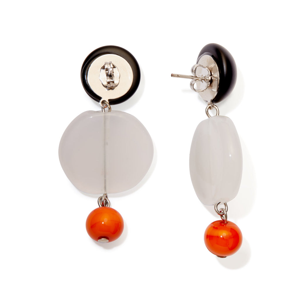 Murano Drop Earrings - White/ Orange