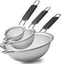 3 Pack Fine Mesh Strainers 3", 5", 8" Kitchen Sieves Sifters Strainers Set for Pasta Rice Quinoa Food Flour Baking