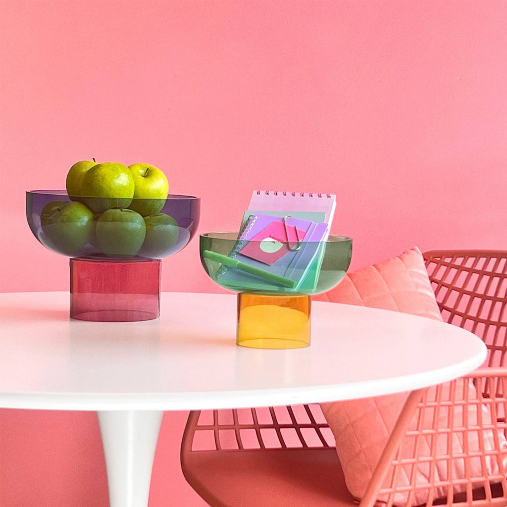 Dual Color Glass Fruit Bowl - Blue/ Pink