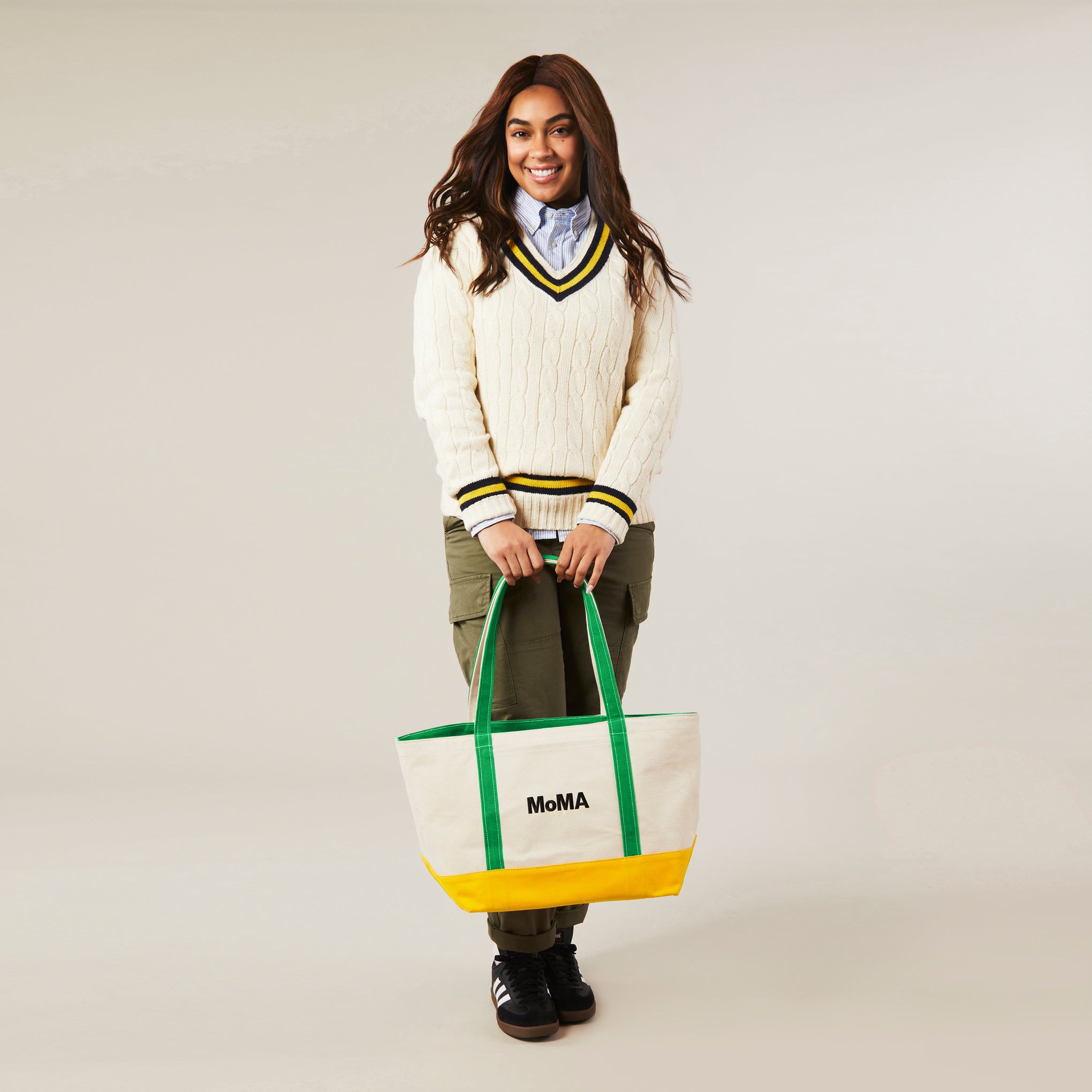 MoMA Baggu Heavyweight Canvas Tote - Green/ Yellow
