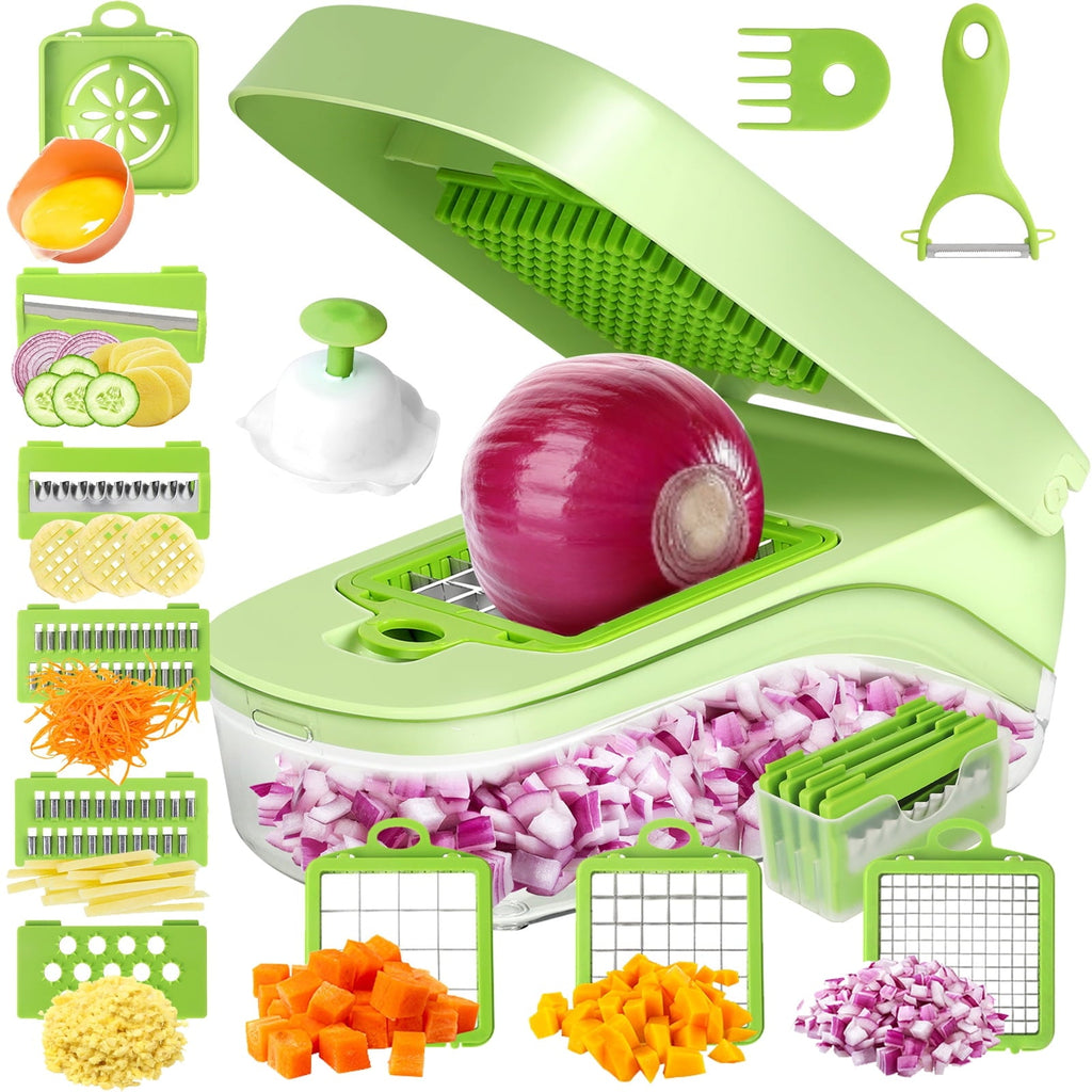 16 in 1 Vegetable Chopper, Multifunctional Veggie Chopper for Salad Garlic Carrot Egg Separator Food Chopper w...