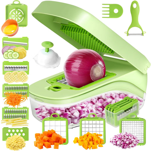 16 in 1 Vegetable Chopper, Multifunctional Veggie Chopper for Salad Garlic Carrot Egg Separator Food Chopper w...