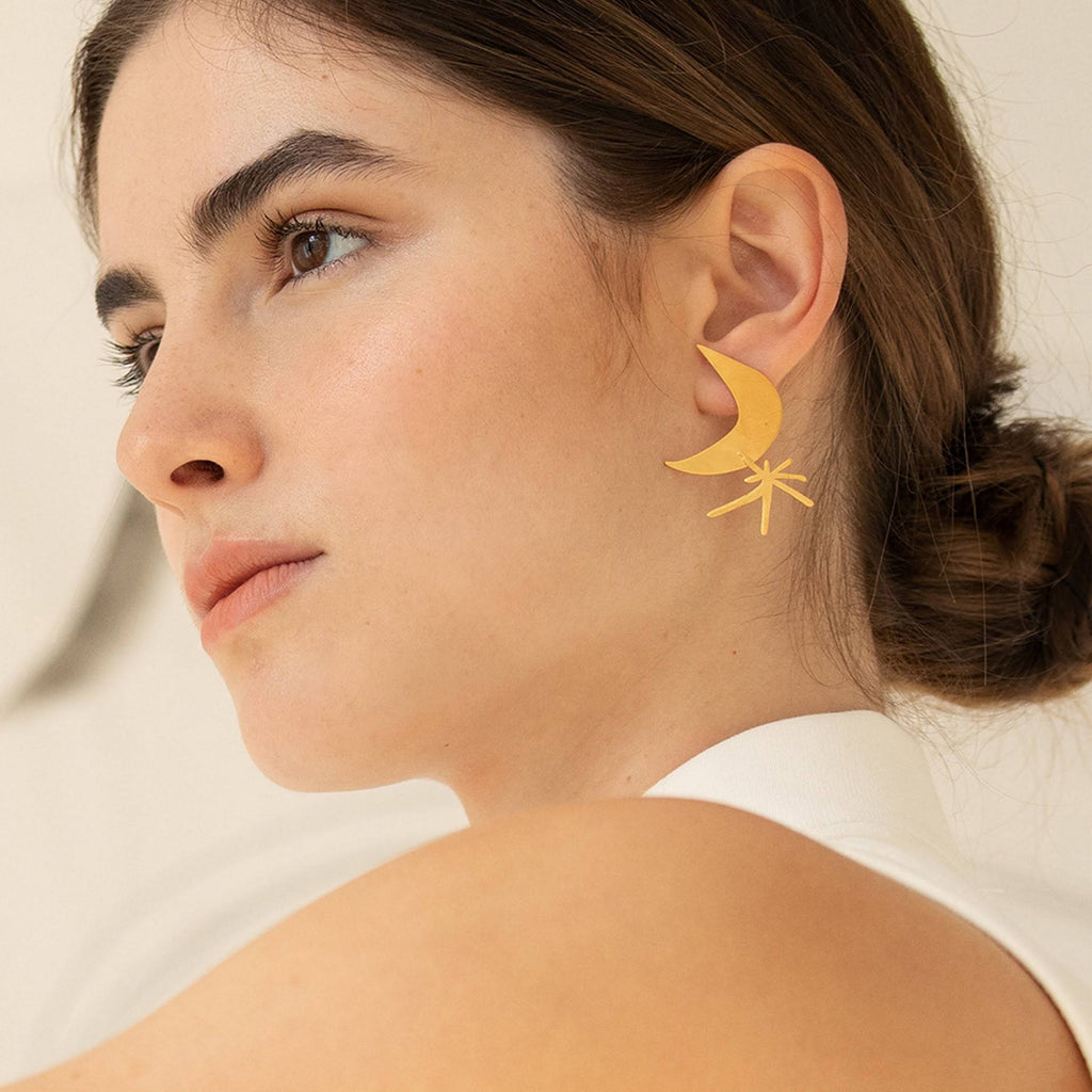 Joan Mir?? Gold-Plated Moon &amp; Star Earrings