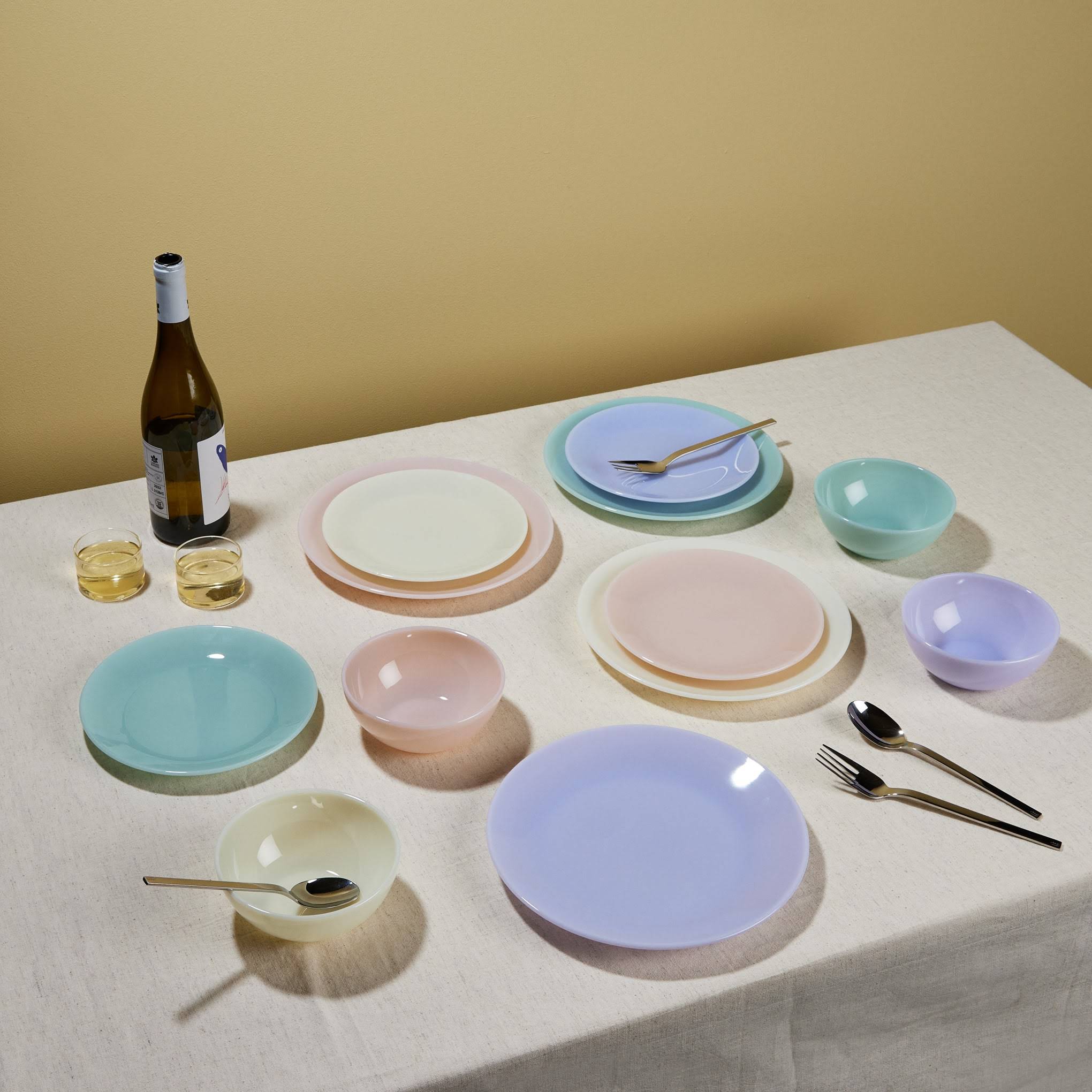 Milk Glass Pastel Dinnerware - Set of 4 - Bowl Set of 4