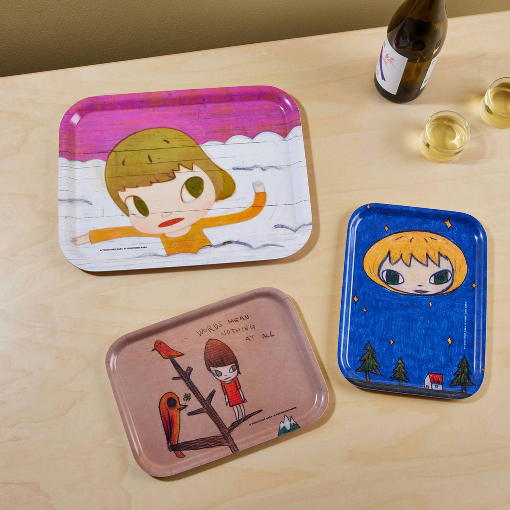 Yoshitomo Nara Birch Wood Tray - Blue/ Multi