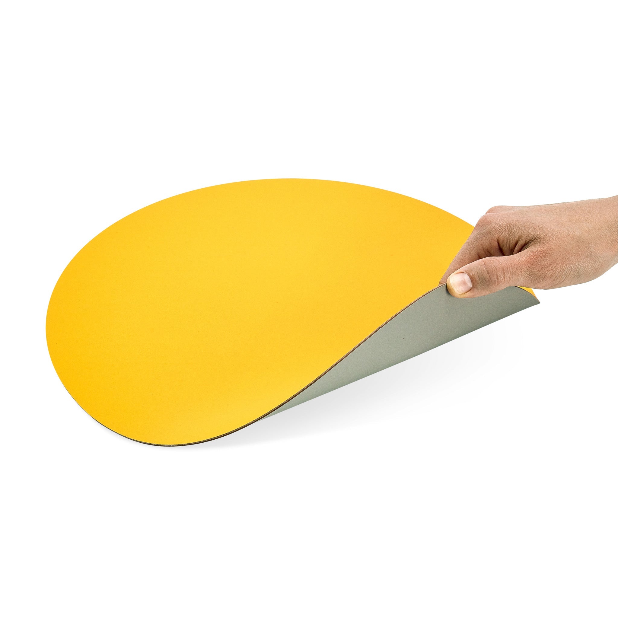 Dual-Sided Recycled Leather Placemat - Yellow/ Light Grey