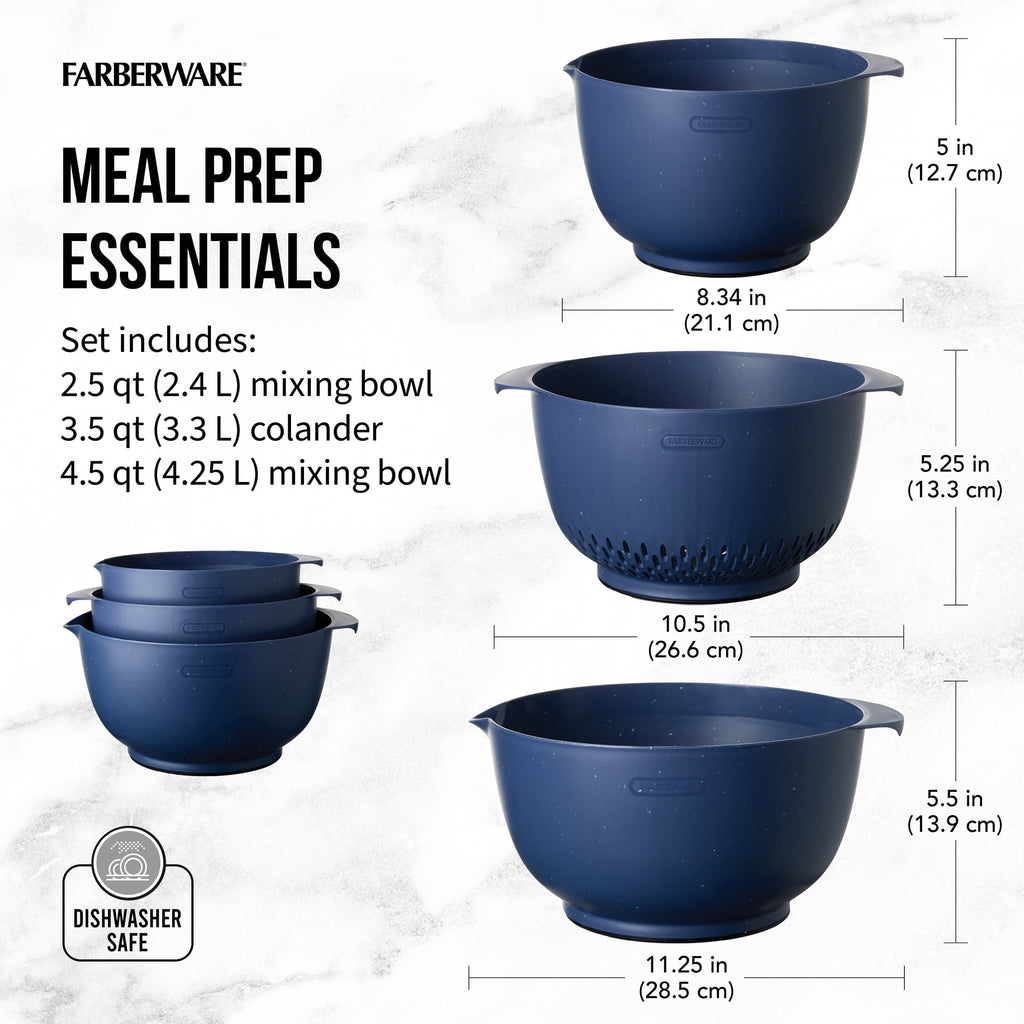 3-Piece Bowl Colander Set with Non-Slip Base