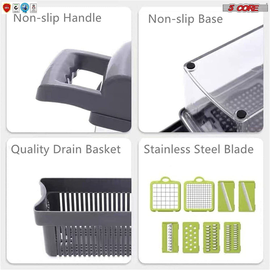 14 in 1 Mandoline Slicer Vegetable Cutter Chopper Multifunctional Veggie Chopper with Container, Onion Chopper, Chopp...