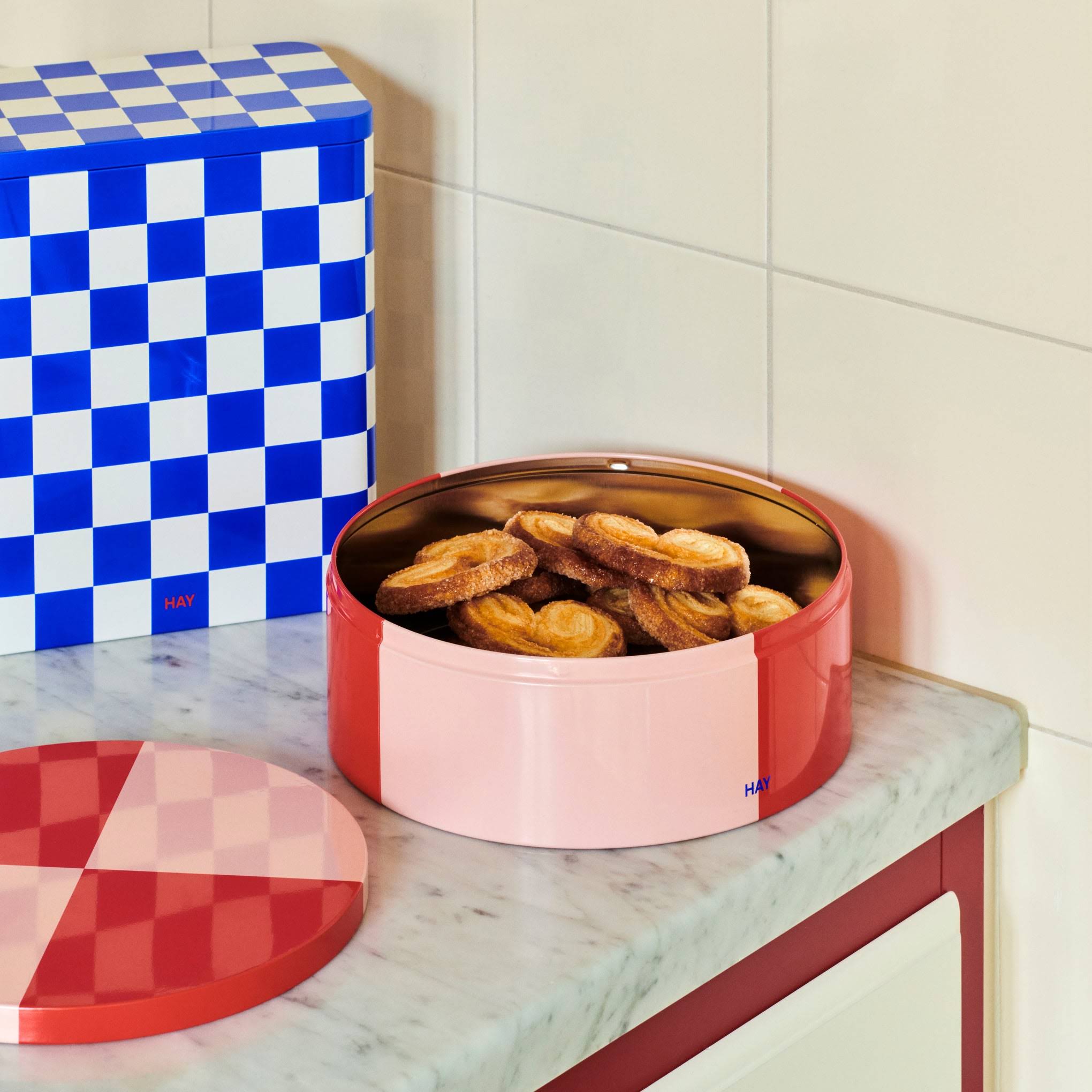 HAY Tin Container - Red/ Soft Pink