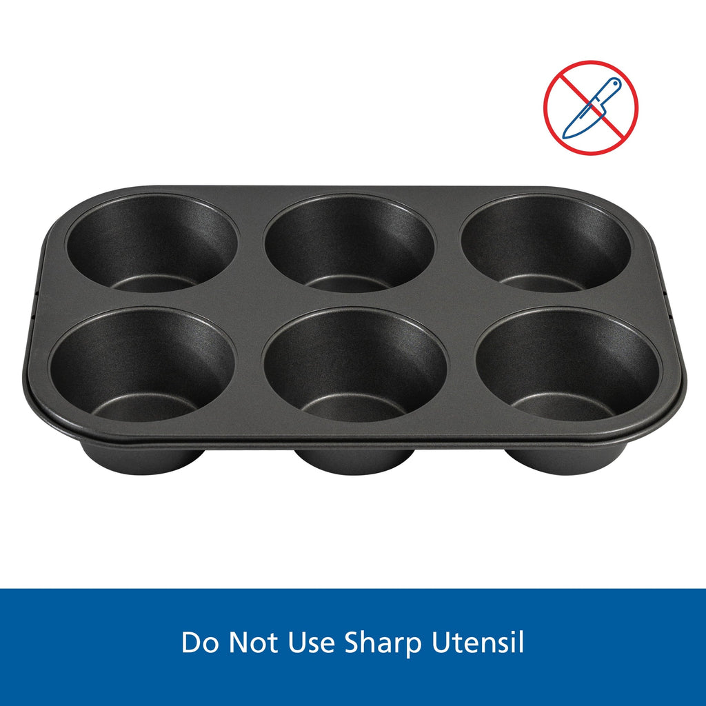 6 Cup Jumbo Muffin Pan, Non-Stick Bakeware,3.4 inch Diameter Cups,Gray,Carbon Steel