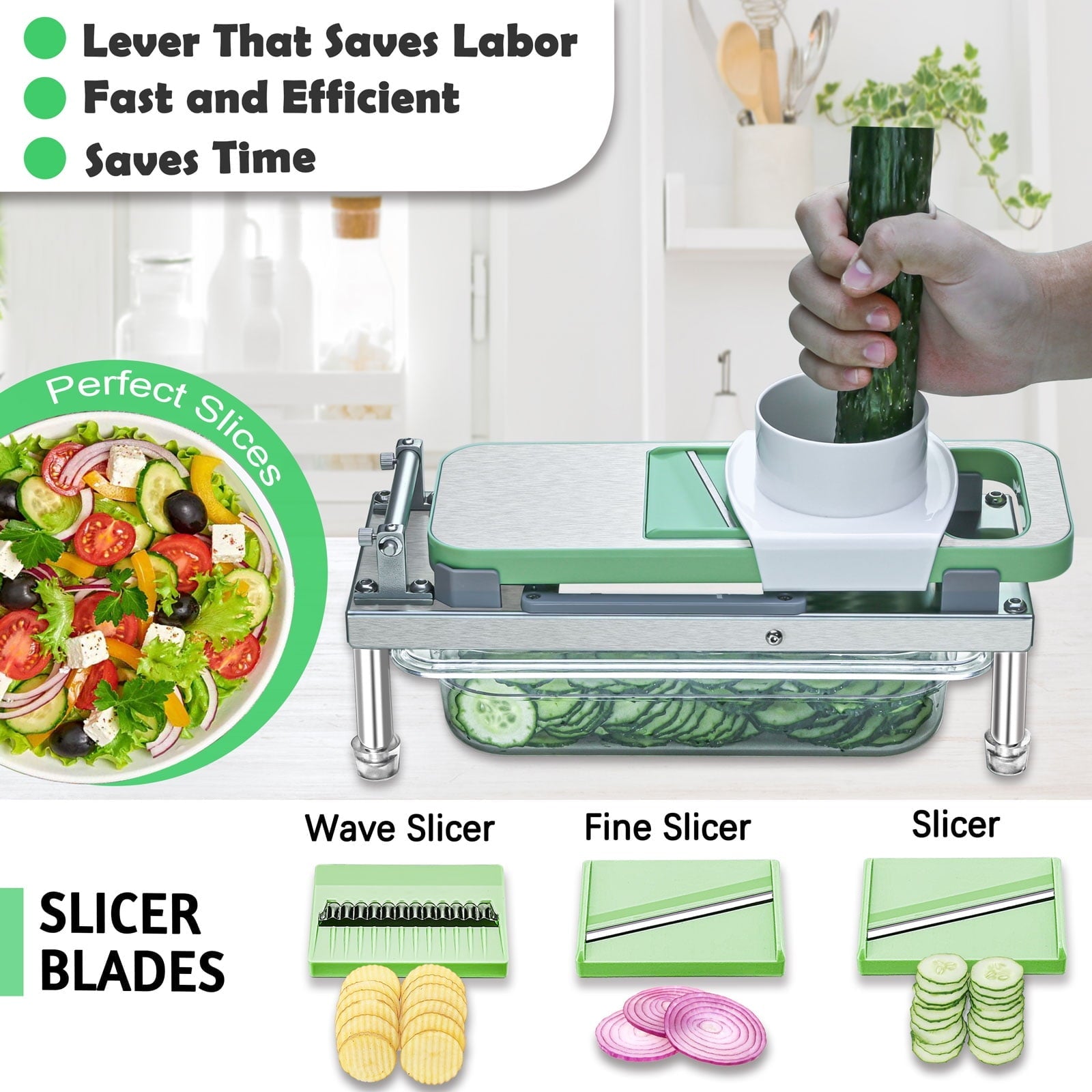 Stainless Steel Vegetable Chopper, Veggie Chopper With 8 Blades, Onion Dicer with Container, Food Cutter & M...