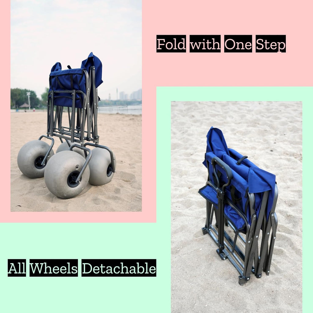 Beach Cart with 13" Balloon Wheels, Chair Racks &amp; Pump Included