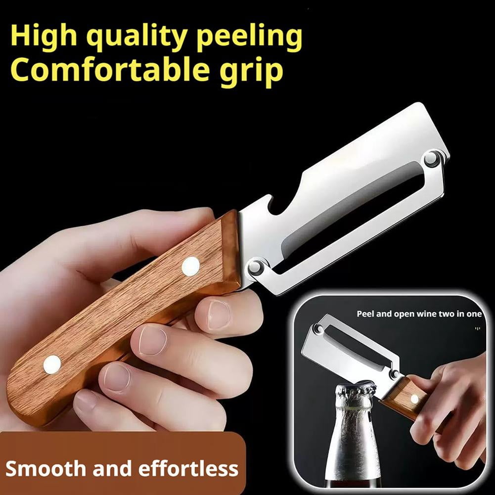 Vegetable Peeler, Ultra-Sharp Stainless Steel Blade with Ergonomic Wood Handle, Kitchen Peeler for F...