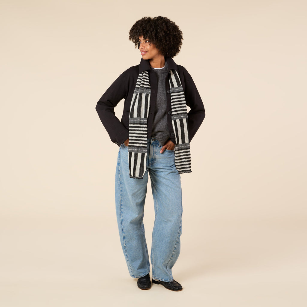 Nuno Stripey Stripe Wool-Cotton Scarf