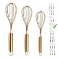 Whisk Pack of 3 Stainless Steel 8"10" 12" Titianium Plating Whisks for Cooking Beater Wire Whisk Set Kitchen Wis...