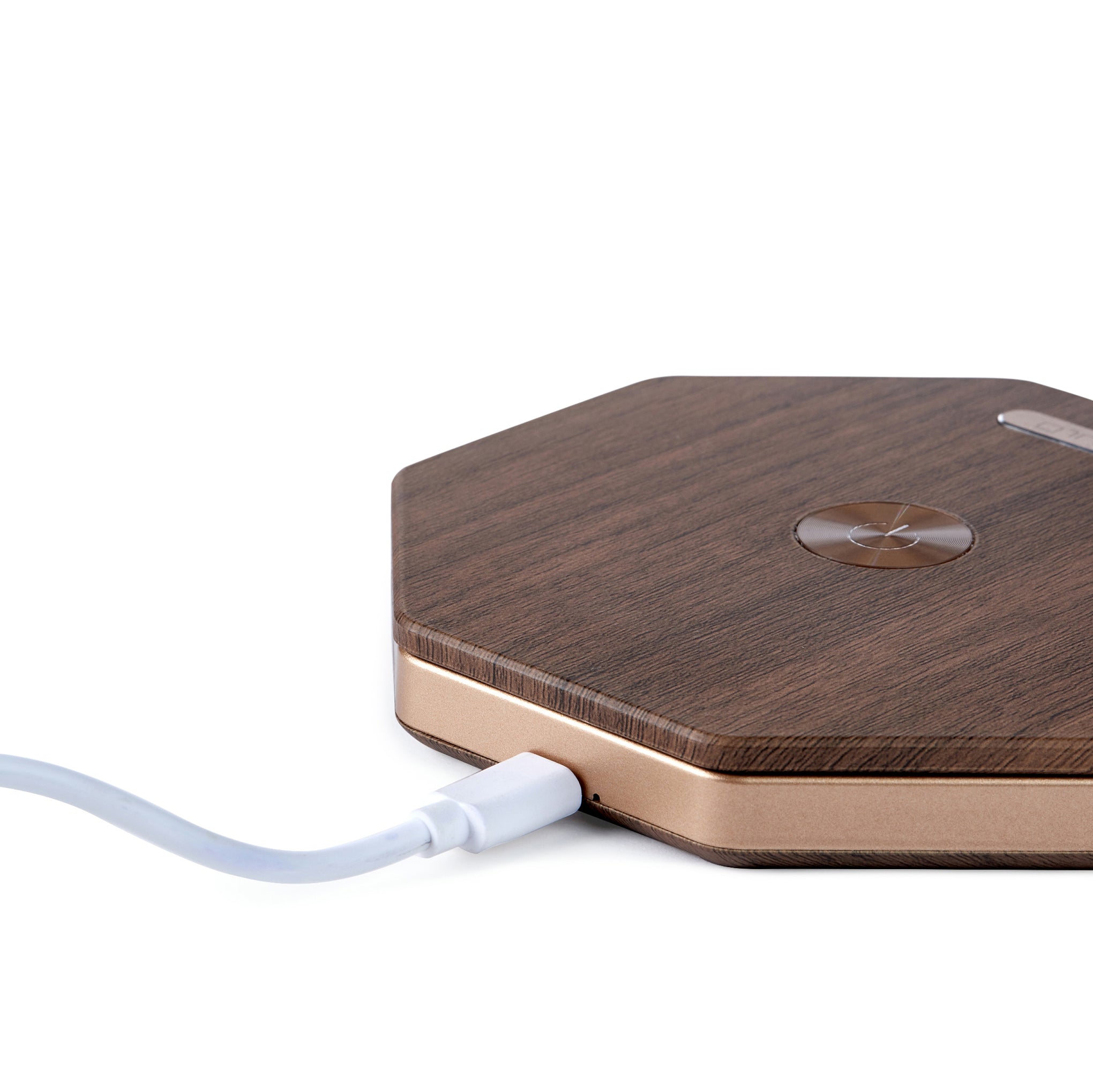 Twist Hexagon Portable Table Lamp - Walnut