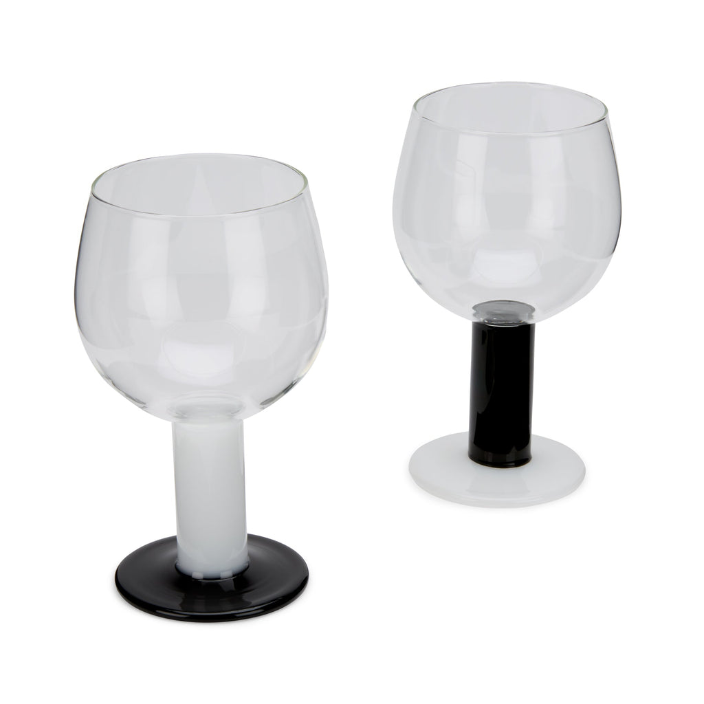 Bodum Chunky Wine Glasses - Set of 2 - Black/ White