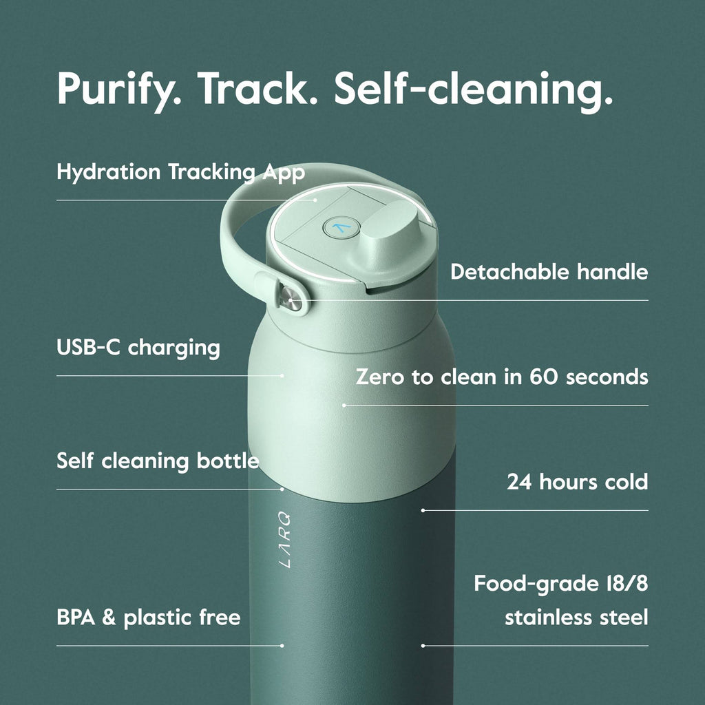Larq PureVis 2.0 Water Bottle &amp; Filters - Eucalyptus Green