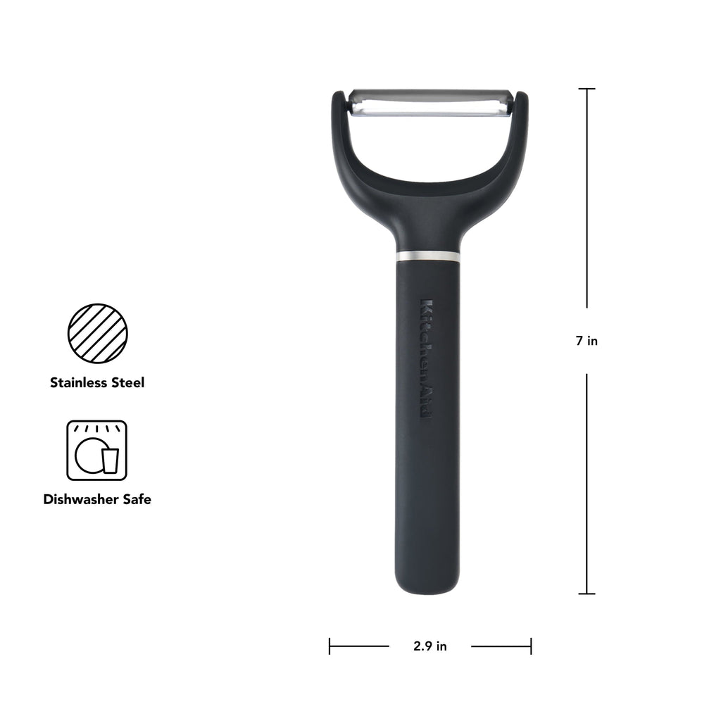 2-Piece Stainless Steel Swivel Y and Vegetable Peeler, Black