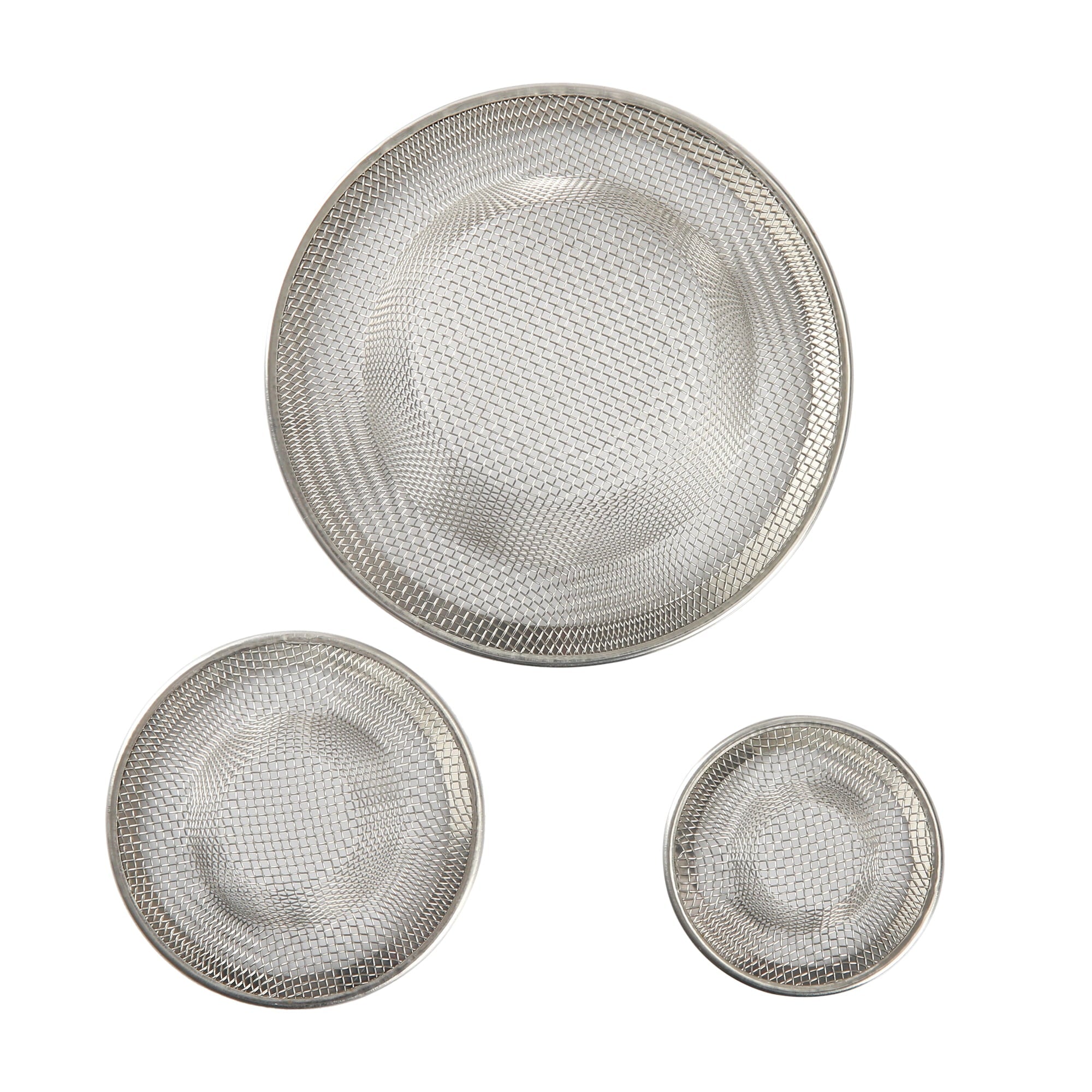 Size 3 Pack Stainless Steel Mesh Drain Strainers Silver