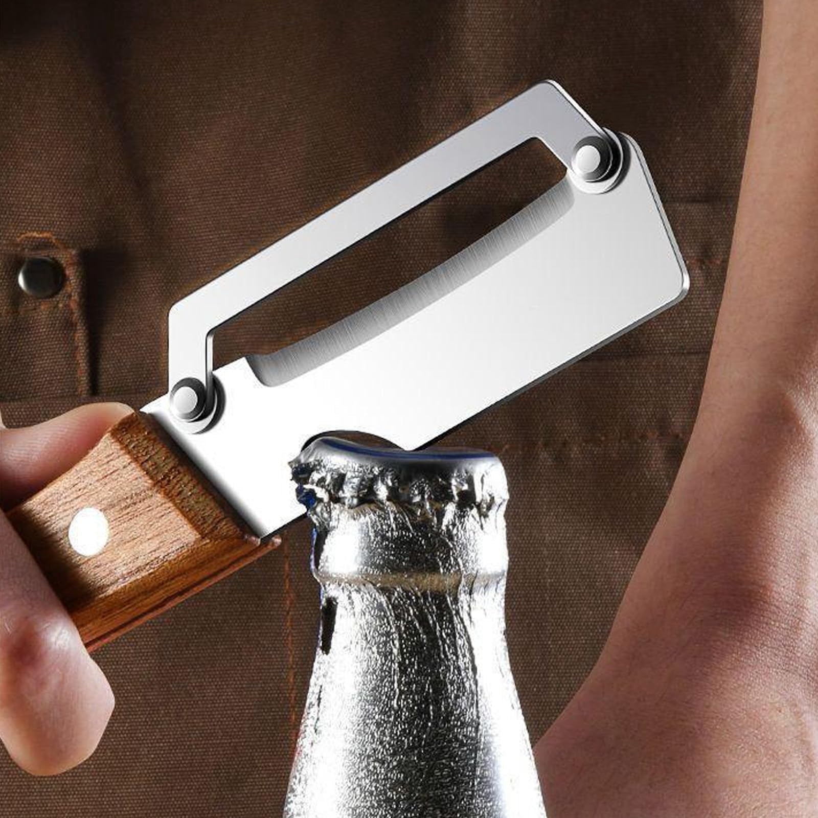 Wooden Kitchen Tool, Smooth Glide Vegetable Peeler with Stainless Steel Blade and Built-In Bottle Opener fo...