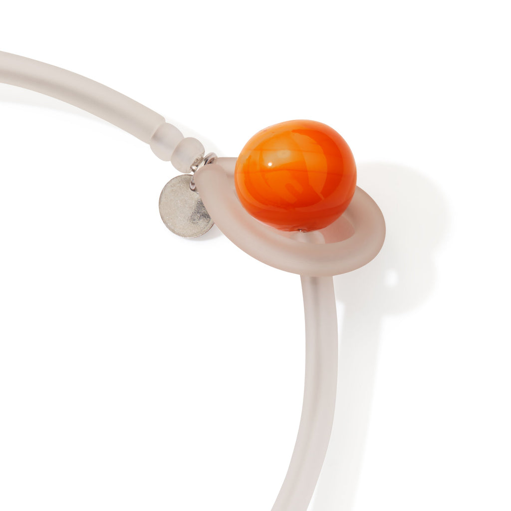 Glass Ball Strip Necklace - Mandarin