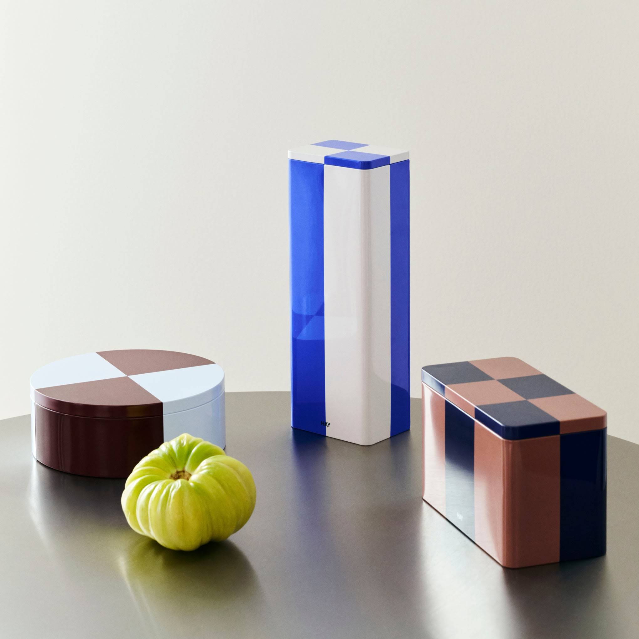 HAY Tin Container - Blue/ Off White
