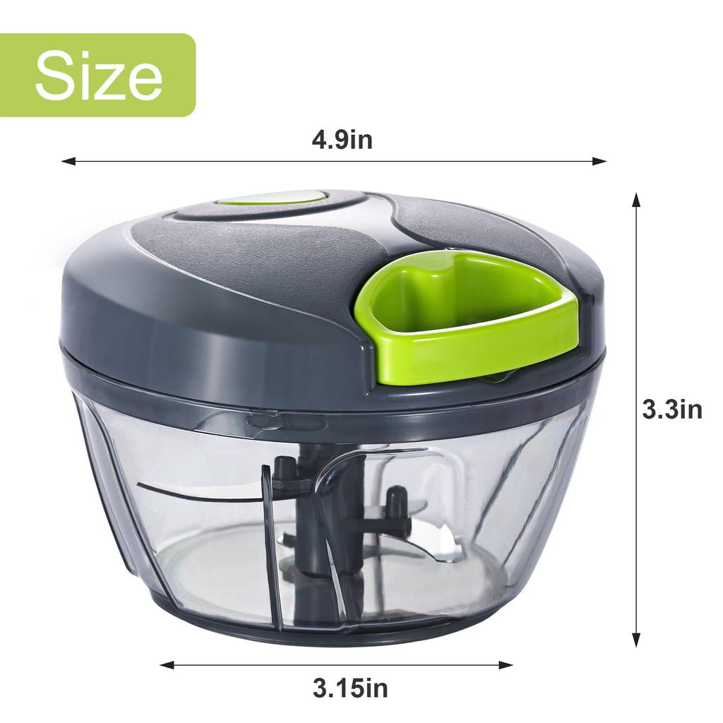 Vegetable Chopper Manual Food Processor with Pull Cord, 500 ml Hand-Powered Kitchen Cutter for Garlic, Onion, Veggies...