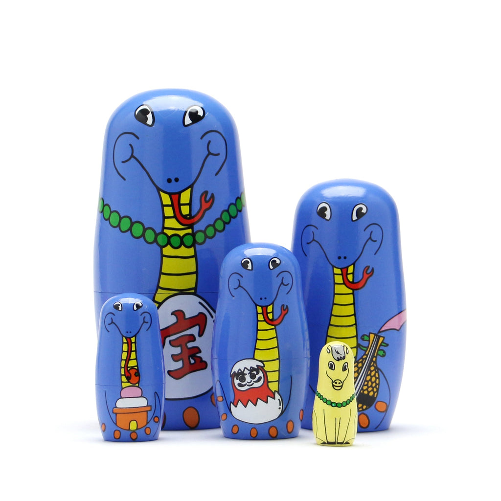 Happy Snakes Wooden Nesting Dolls - Set of 5