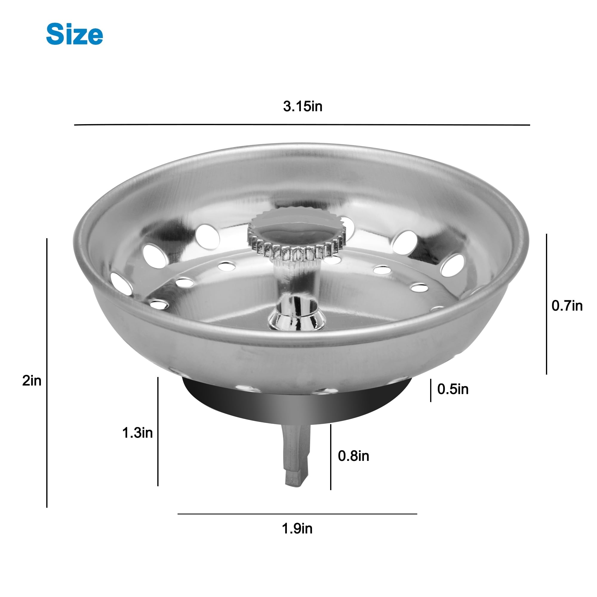 2pcs Kitchen Sink Strainer Baskets, Stainless Steel Sink Stopper, Anti-Clogging Food Catcher for 3.1" Drain Hole